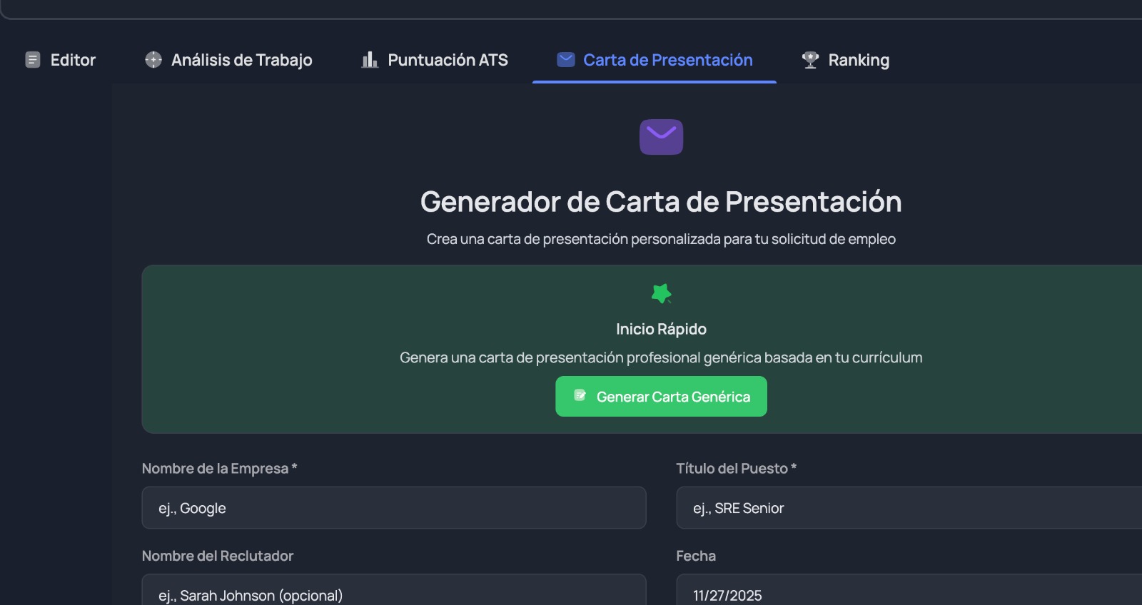 Cover Letter Generator