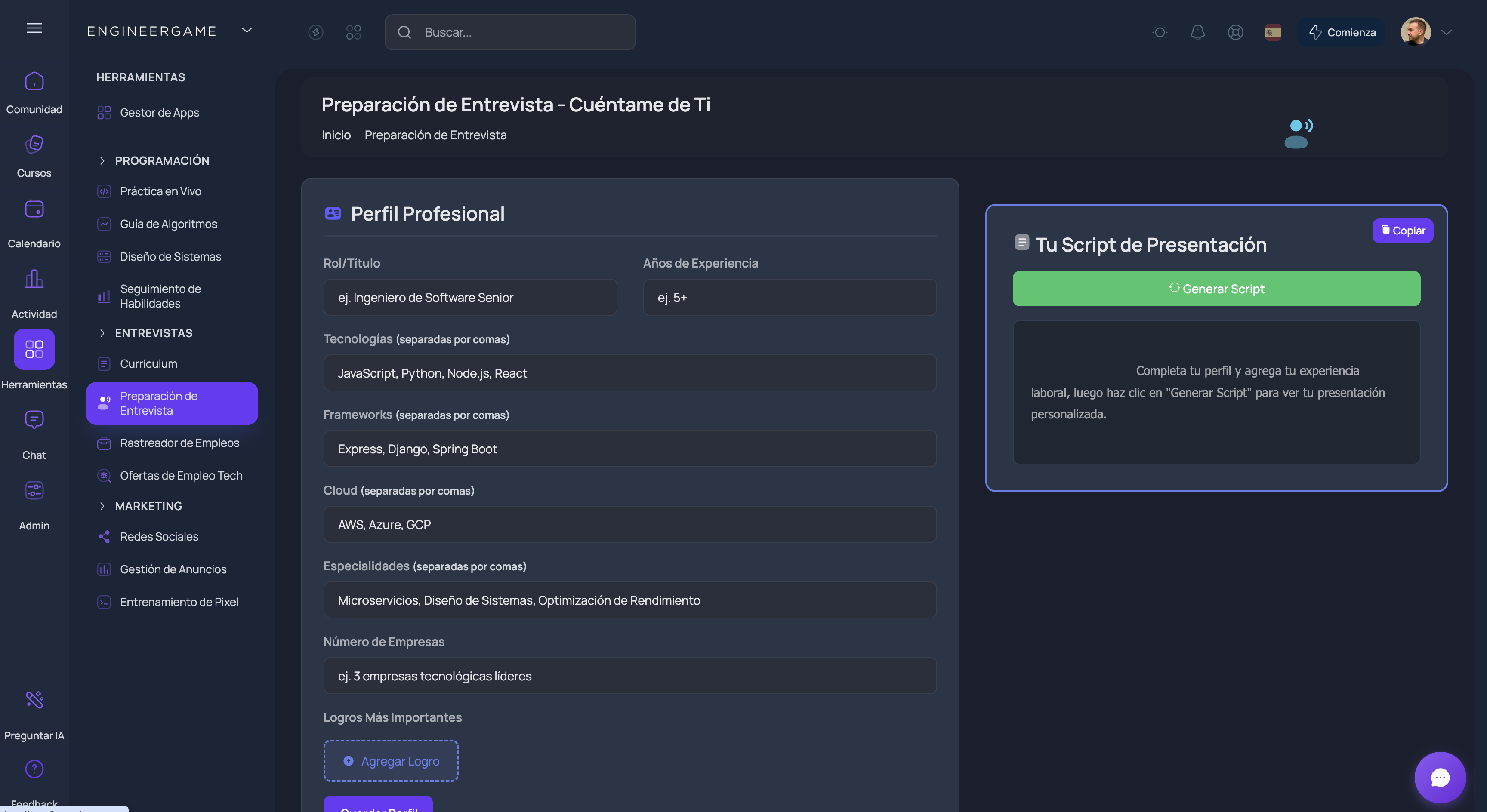 Interview Prep (Tell Me About Yourself)
